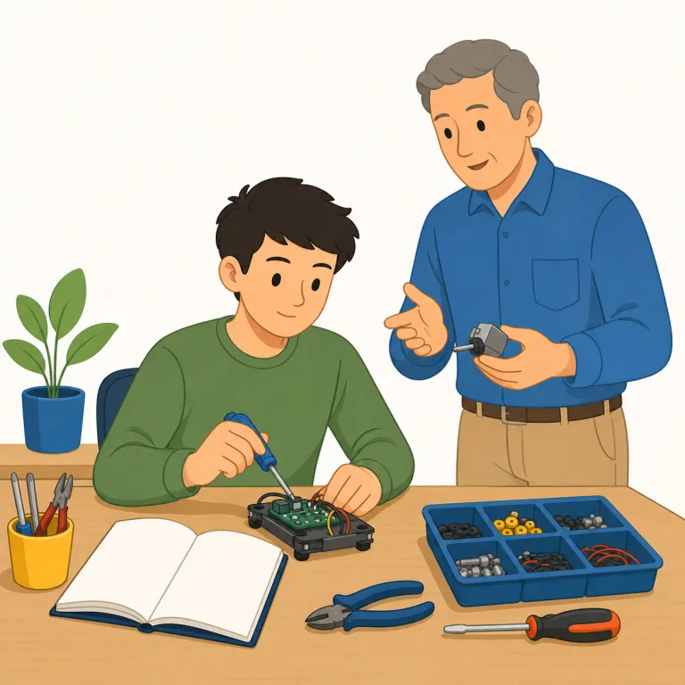 trainee（研修生・名詞）の覚え方イラスト — training の中心語 train に、人を表す -ee が付いた形と見ると覚えやすいです