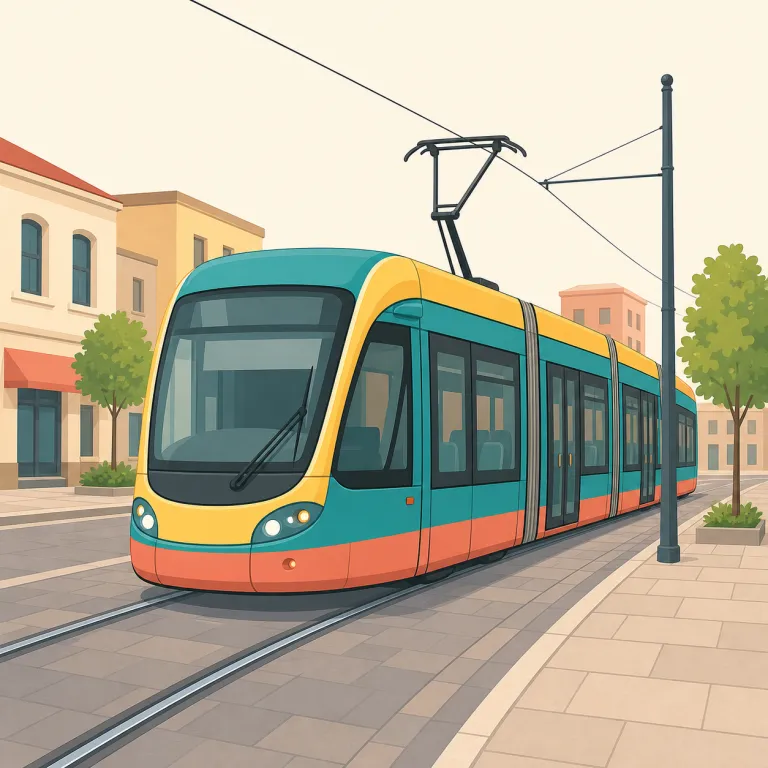 tramway（路面電車・名詞）の覚え方イラスト — tramway は tram + way と分けて覚えるのが最短です