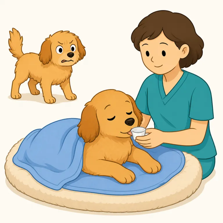 tranquilize（鎮静剤を投与する・動詞）の覚え方イラスト — tranquil は「穏やかな、静かな」