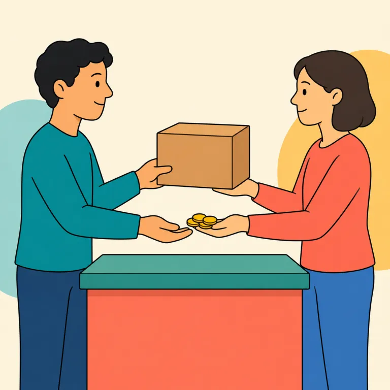 transact（取引する・動詞）の覚え方イラスト — transaction を知っていれば、その中心の動詞が transact