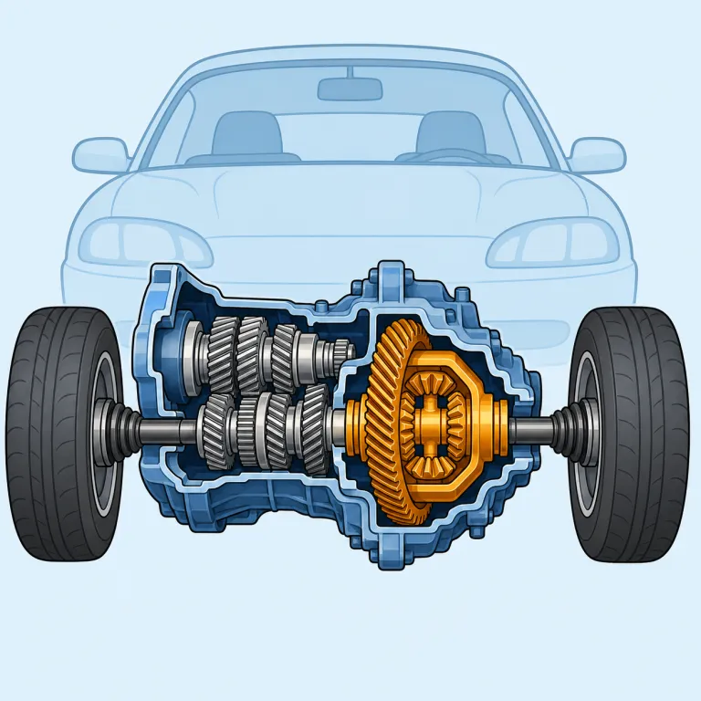 transaxle（トランスアクスル・名詞）の覚え方イラスト — transaxle は transmission と axle をまとめて思い出すと定着しやすい語です