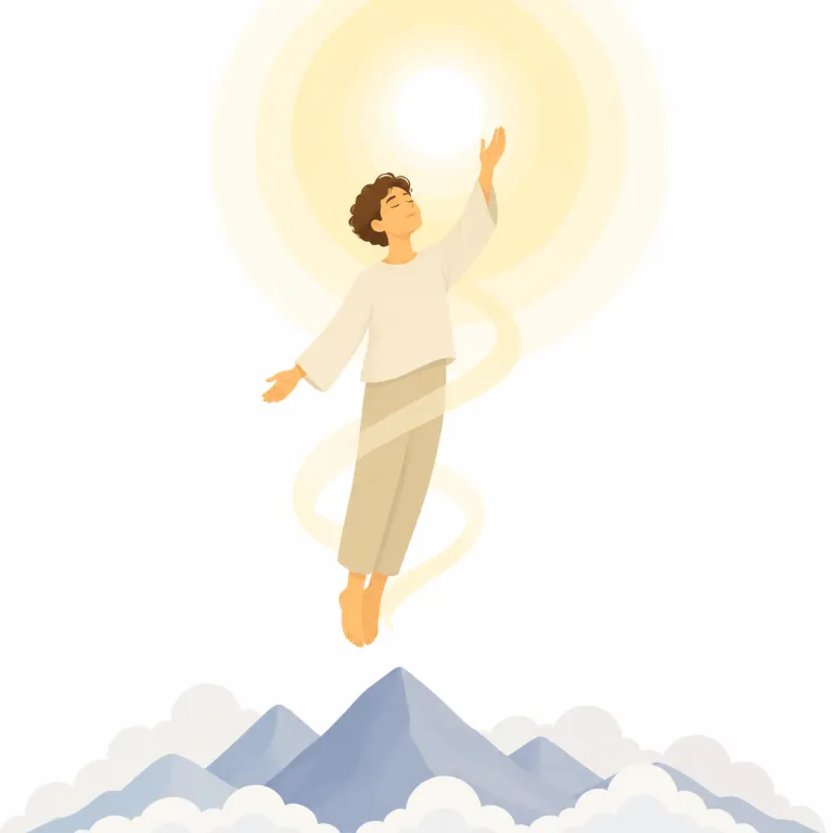 transcendent（超越的な・形容詞）の覚え方イラスト — trans- は transfer・transport と同じく「向こうへ／越えて」の感覚