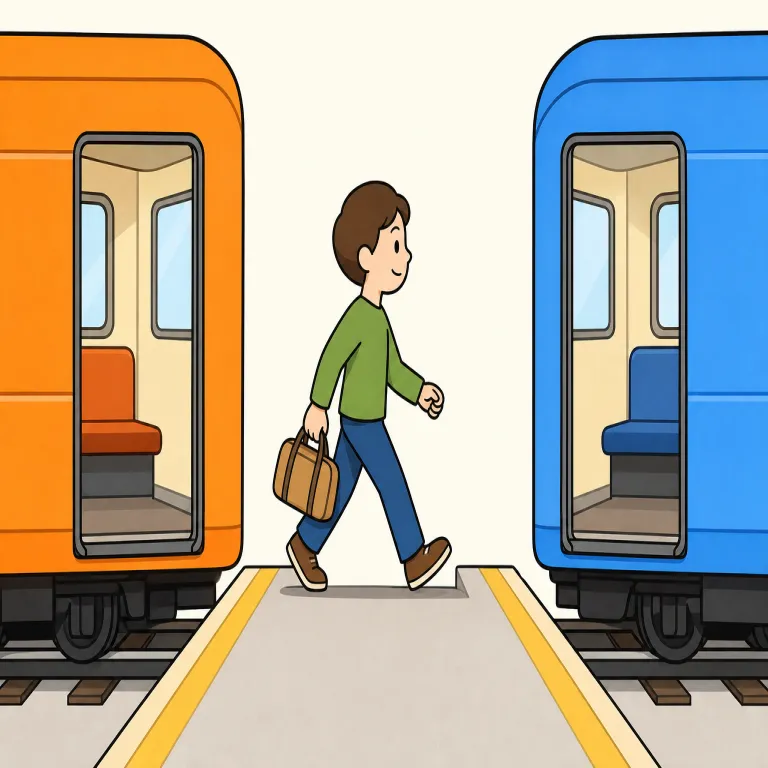 transfer（乗り換える・verb）の覚え方イラスト
