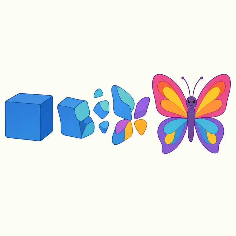 transform（変化させる・動詞）の覚え方イラスト — transform は「何かを大きく変化させる」という他動詞として覚える