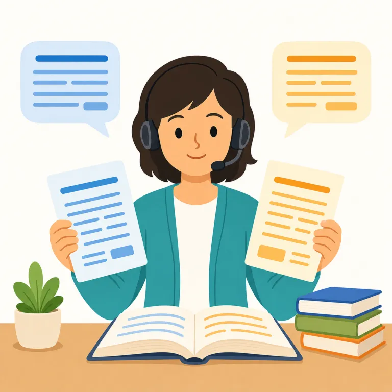 translator（翻訳者・名詞）の覚え方イラスト — translator は translate「翻訳する」に -or「する人」が付いた職業名として覚えると分かりやすいです