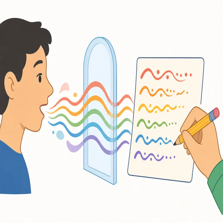 transliteration（翻字・名詞）の覚え方イラスト — このエントリの transliteration は、発音を近く写す音訳ではなく、文字体系どうしの対応に従って表記を移す「翻字」です
