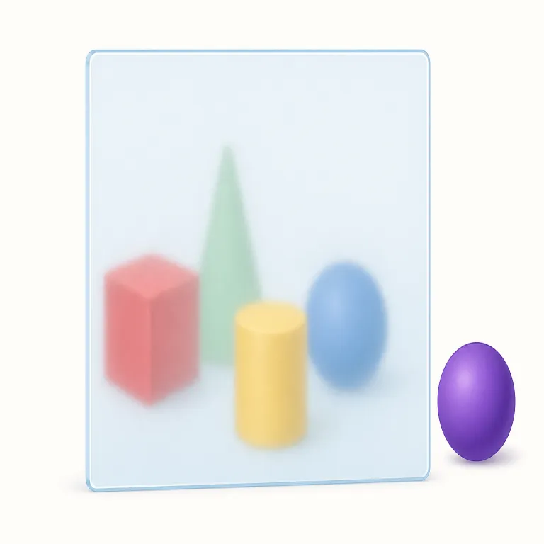 translucent（半透明の・形容詞）の覚え方イラスト — この「半透明の」は、単に translucent を「光を通す」と覚えるだけでは足りない、見え方まで含む用法です