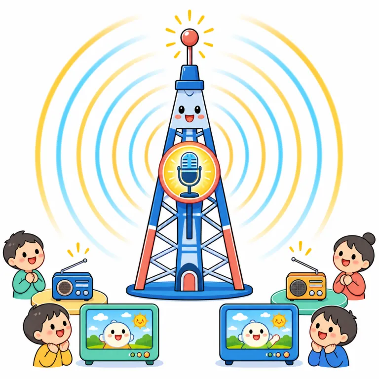 transmission（放送・noun）の覚え方イラスト