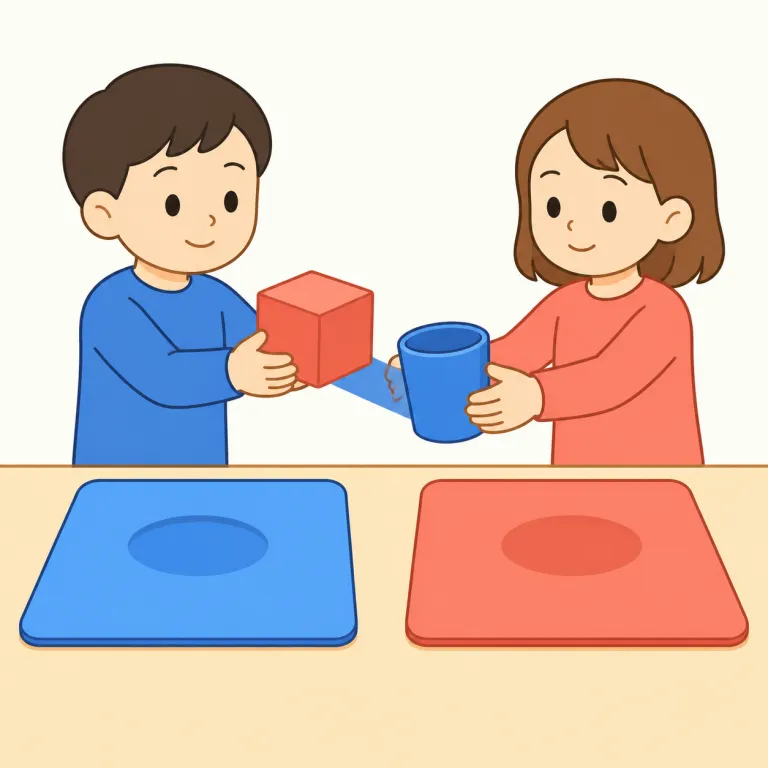 transpose（入れ替える・動詞）の覚え方イラスト — trans- は「向こうへ・別の位置へ」の仲間で、transport, transfer, transform でも見える動きの接頭辞