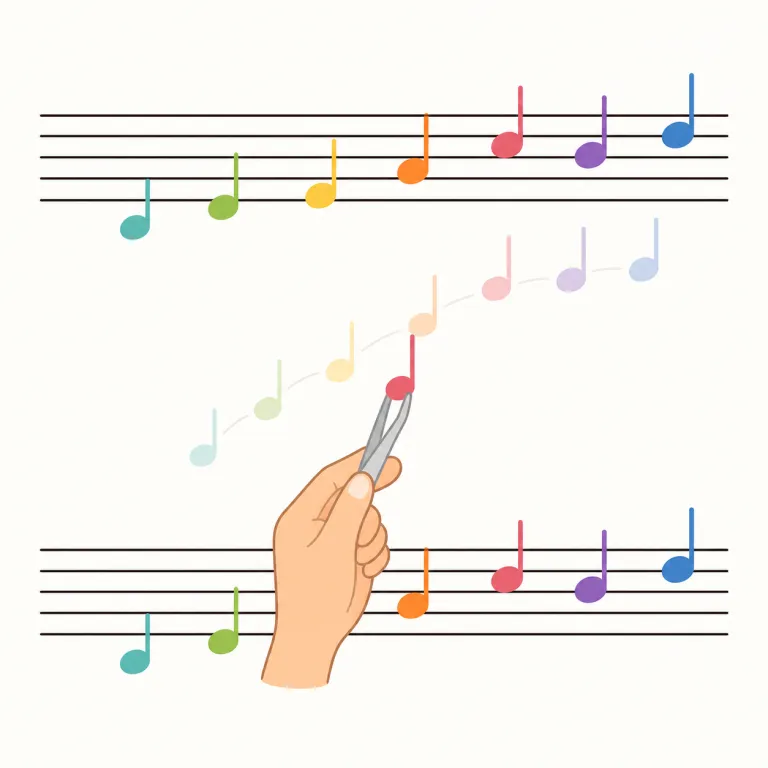 transposing（移調・verb）の覚え方イラスト