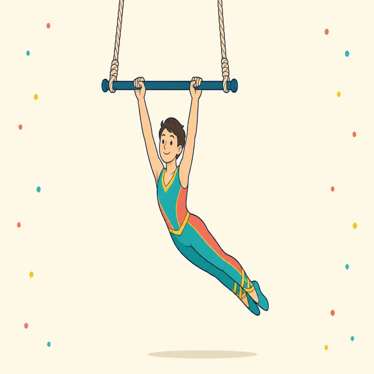 trapeze（空中ブランコ・名詞）の覚え方イラスト — サーカスの場面とセットで覚える語