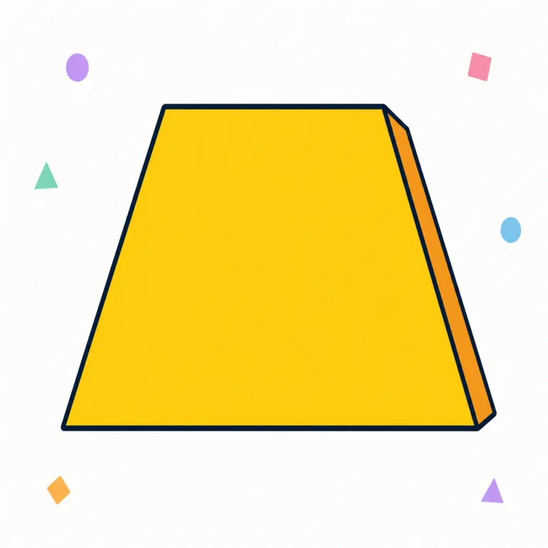 trapezoidal（台形の・形容詞）の覚え方イラスト — まず trapezoid「台形」を核にして、trapezoidal は「台形っぽい形の」と取る