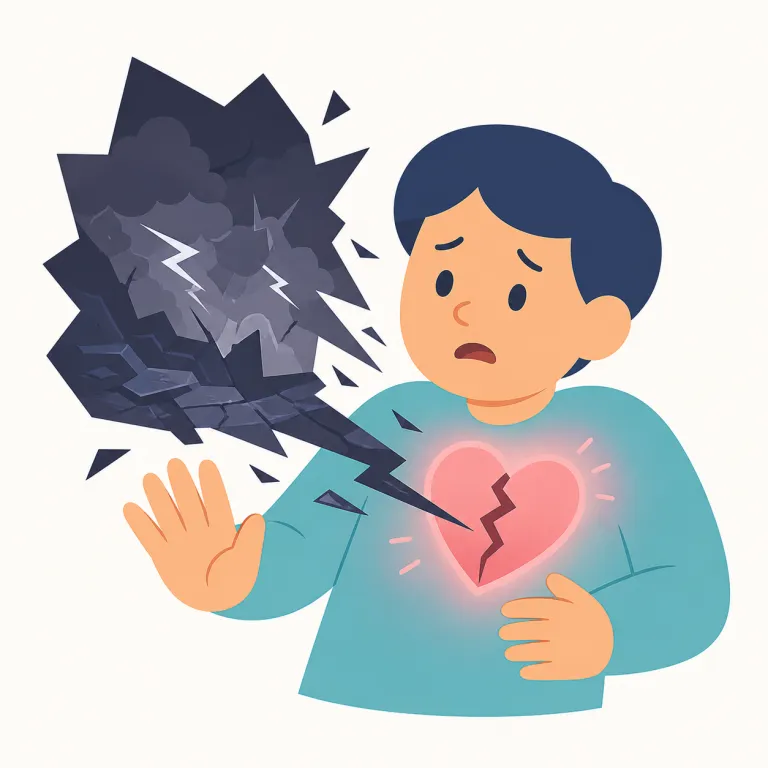 traumatizing（トラウマになる・動詞）の覚え方イラスト — まず trauma「心の傷・トラウマ」を軸に覚える