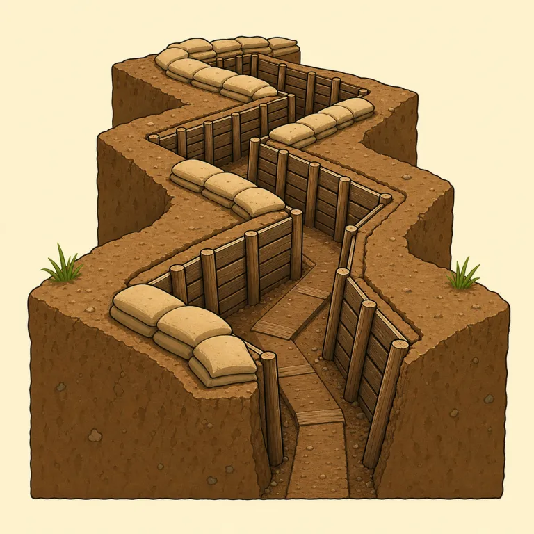 trench（塹壕・noun）の覚え方イラスト
