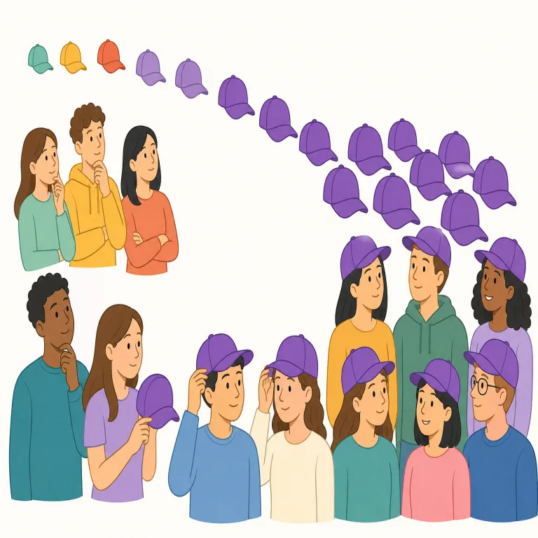 trend（傾向・名詞）の覚え方イラスト — trend は change や move と結びつけて覚えると理解しやすい語です