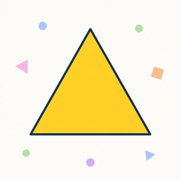 triangle（三角形・名詞）の覚え方イラスト — triangle の「三角形」は、tri-「3」と angle「角」を合わせて考えると独立して覚えやすい語です