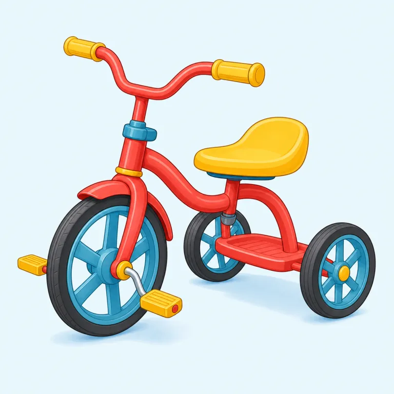 tricycle（三輪車・名詞）の覚え方イラスト — bicycle（二輪車）を知っていれば、tri- が付いた tricycle は「3つの車輪の乗り物」と連想できます