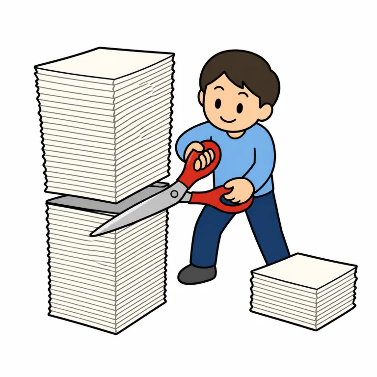 trim（削減する・verb）の覚え方イラスト
