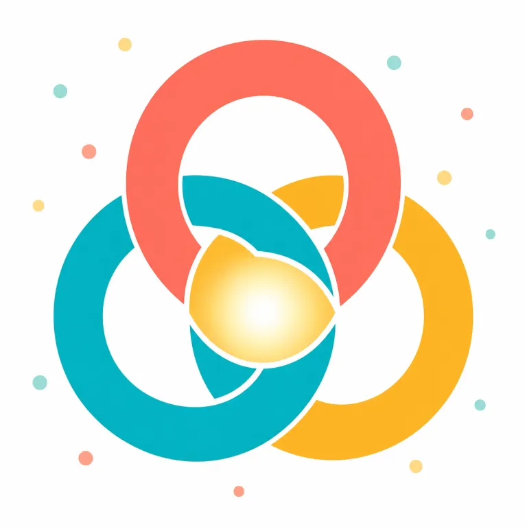 trinity（三位一体・名詞）の覚え方イラスト — この意味の trinity は、単なる「三つ組」ではなく、三つの存在や要素が深く結びついて一つのまとまりを成すという発想を表します