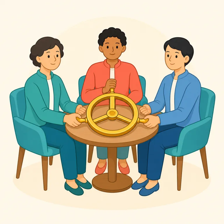 triumvirate（三頭政治・名詞）の覚え方イラスト — まず tri- を見たら three を思い出し、trio や triangle と同じ「3」の印をつかむ