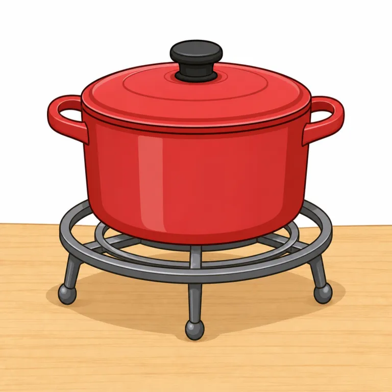 trivet（五徳・名詞）の覚え方イラスト — `tri-` を見たら `three` を思い出すと入りやすい語です