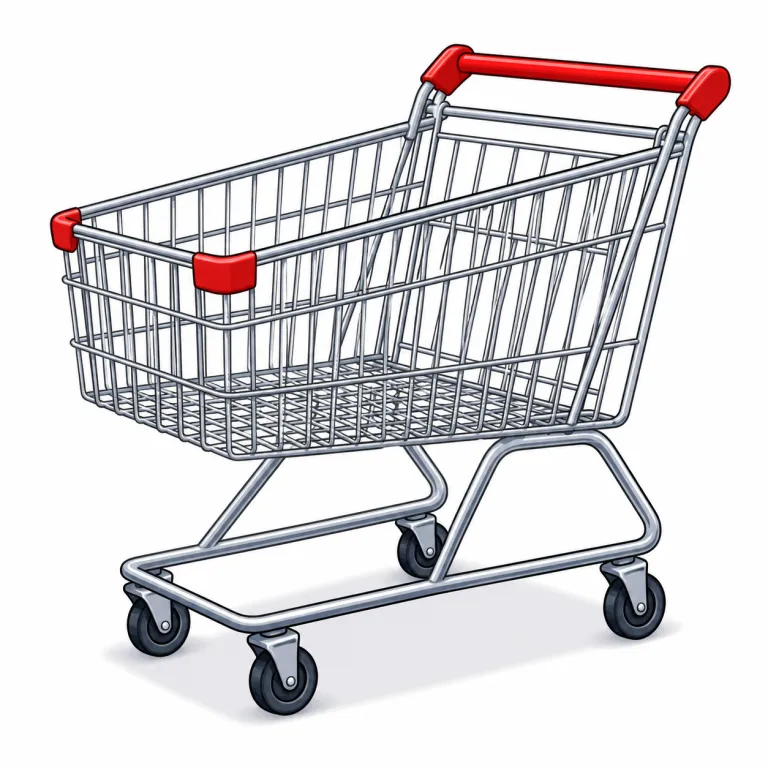 trolley（買い物カート・noun）の覚え方イラスト