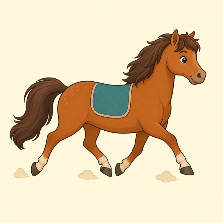 trot（小走り・名詞）の覚え方イラスト — trot は馬なら常歩と駆け足の間の速さ、人なら急がず軽く走る「小走り」を表す
