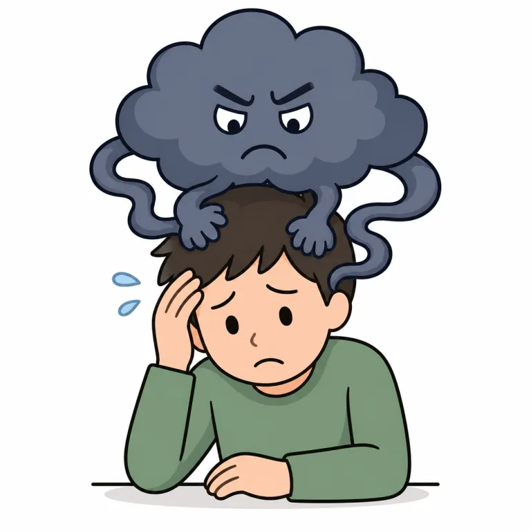 trouble（悩ます・verb）の覚え方イラスト