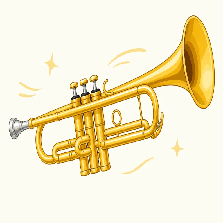 trumpet（トランペット・名詞）の覚え方イラスト