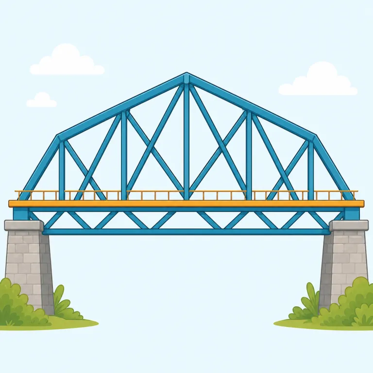 truss（骨組み・名詞）の覚え方イラスト — truss は建築の専門語だが、まず roof truss, truss bridge など「屋根や橋を支える骨組み」のかたまりで覚えると残りやすい