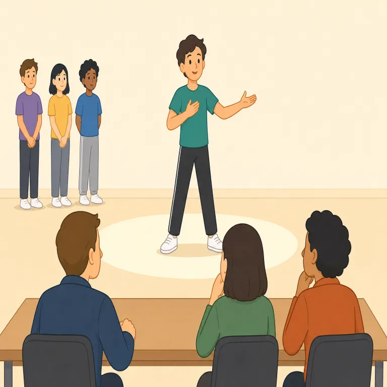 tryout（（スポーツや演技の）選考会・名詞）の覚え方イラスト — まず動詞の try out「実際に試してみる」を押さえると覚えやすいです