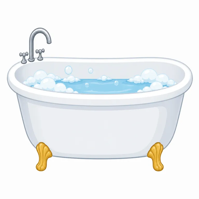 tub（浴槽・名詞）の覚え方イラスト — tub は bathroom で人が入って体を洗う「浴槽」を指すことがあります