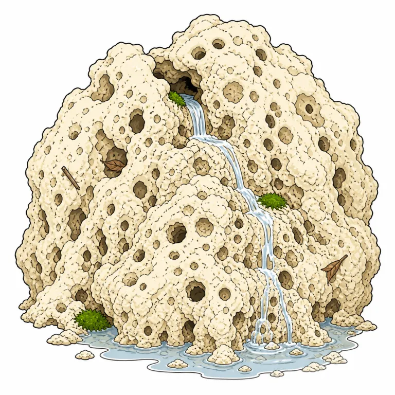 tufa（石灰質沈殿岩・noun）の覚え方イラスト