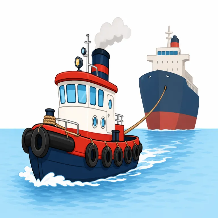 tug（タグボート・noun）の覚え方イラスト