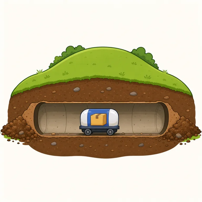 tunneled（トンネルを掘った・動詞）の覚え方イラスト — tunnel は名詞「トンネル」としてそのまま覚えやすい語です