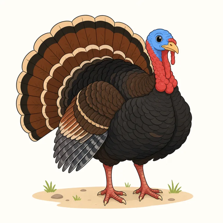 turkey（七面鳥・名詞）の覚え方イラスト — turkey は、北米原産の大きな鳥「七面鳥」を指します