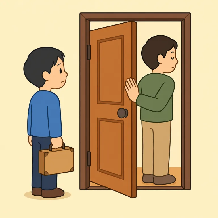 turn away（受け入れを断る・phrasal_verb）の覚え方イラスト