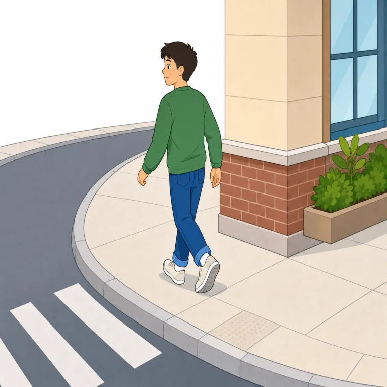 turn left at the corner（角を左に曲がる・イディオム）の覚え方イラスト — 道案内は「動作→方向→地点」の順で固めると覚えやすいです