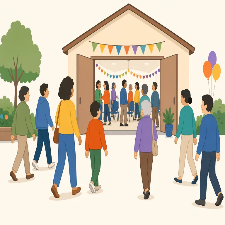 turn out for（（行事・集会などに）出かける、参加する・句動詞）の覚え方イラスト — turn out for は turn out の「外に出る・姿を見せる」に for「その目的のために」が加わり、「ある行事のために実際に出…