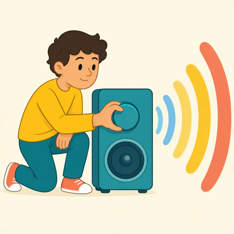turn up（現れる、見つかる、（音量などを）上げる・句動詞）の覚え方イラスト — 基本イメージは「turn して up、つまり回して上げる／表に出る」