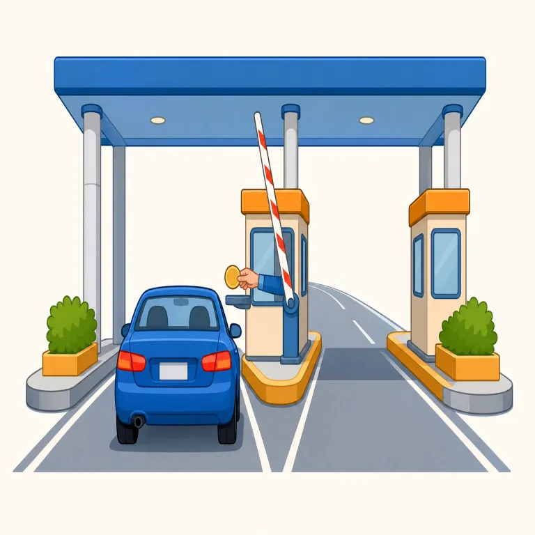 turnpike（有料道路・名詞）の覚え方イラスト