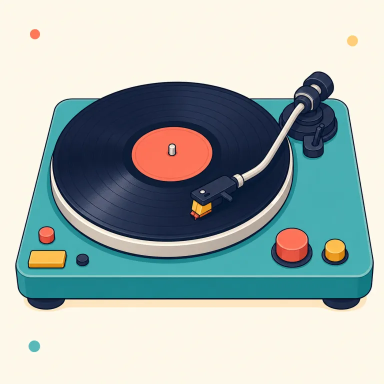 turntable（ターンテーブル・名詞）の覚え方イラスト — turn + table で「回る台」と分解すると覚えやすいです