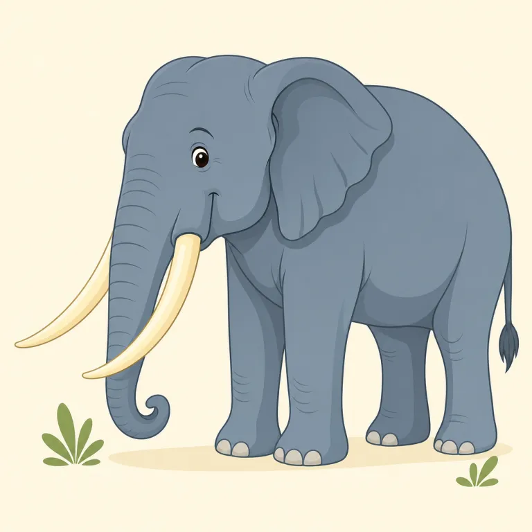 tusk（牙・名詞）の覚え方イラスト — tuskはhornと混同しやすいが、角ではなく『前に突き出た大きな歯』として覚えると定着しやすい