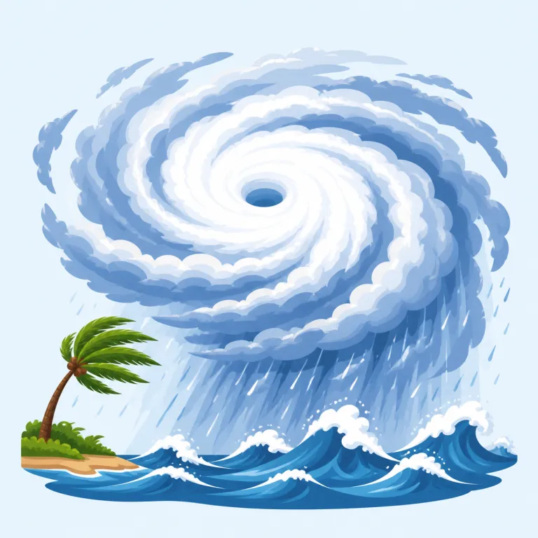 typhoon（台風・名詞）の覚え方イラスト — このエントリでは typhoon を、広い「暴風雨」ではなく、東アジアや西太平洋で発生する熱帯低気圧としての「台風」として覚える