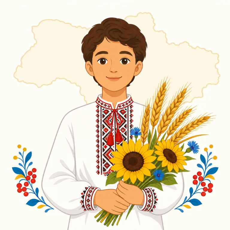 ukrainian（ウクライナの・形容詞）の覚え方イラスト — まず Ukraine を見て、その派生形が Ukrainian だとセットで覚えると定着しやすいです