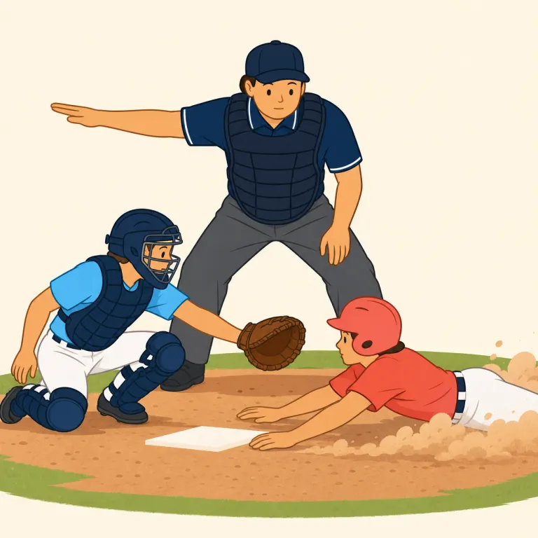 umpiring（審判する・動詞）の覚え方イラスト — まず基礎語の umpire「審判」を押さえれば、umpiring はそのまま「審判をすること／審判していること」と取れます