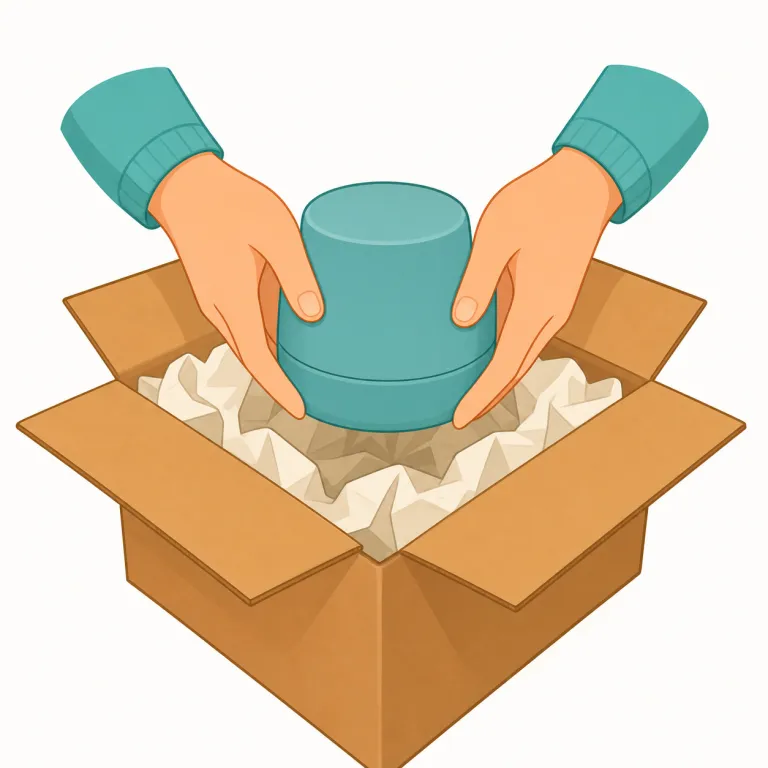 unboxing（開封・名詞）の覚え方イラスト — `un-` は「外す」、`box` は「箱」なので、まず `unbox` を「箱から出す」と分解すると覚えやすいです