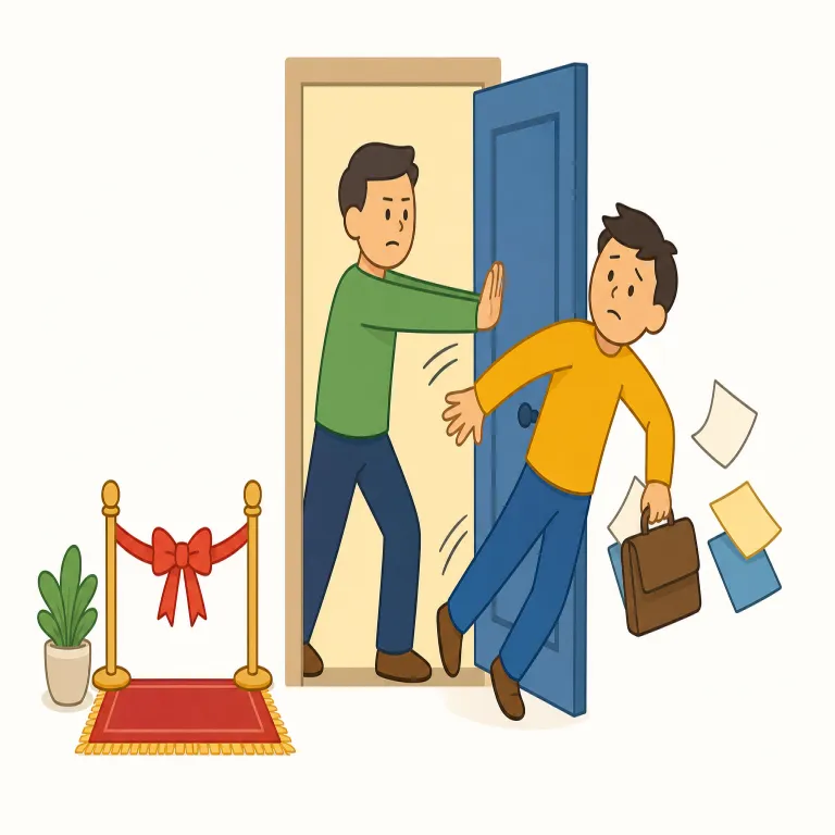 unceremoniously（ぞんざいに、唐突に・副詞）の覚え方イラスト — ceremony「式・礼儀」と ceremonious「儀礼ばった」を知っていると、un- が付いて「礼儀抜きで」、-ly で副詞だと見抜けます