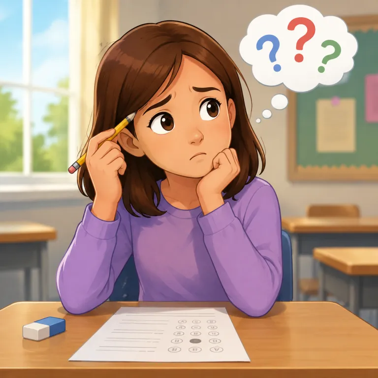 uncertain（自信がない・形容詞）の覚え方イラスト
