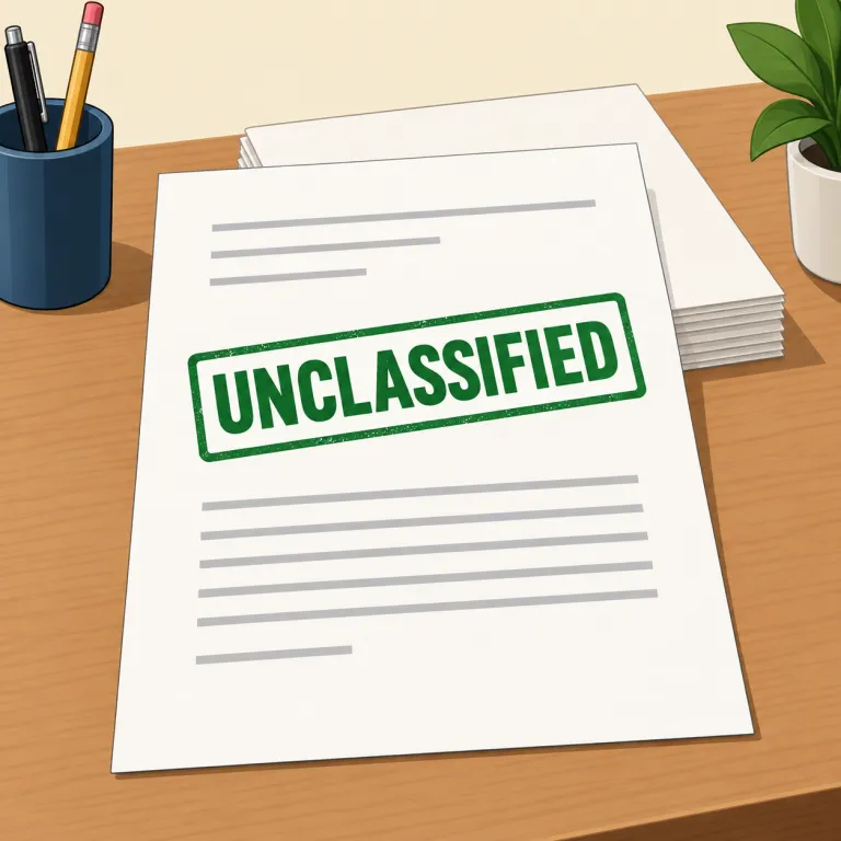 unclassified（非機密・adjective）の覚え方イラスト